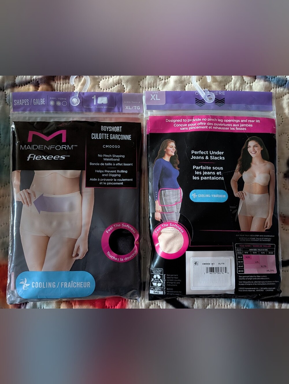 2 Pairs Maidenform Boyshorts Pack - Black and Beige - XL